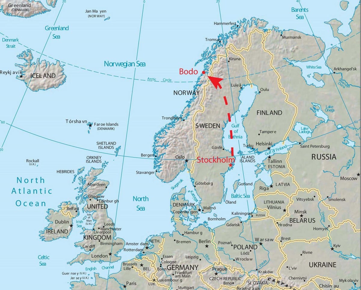 Kort over bodo i Norge