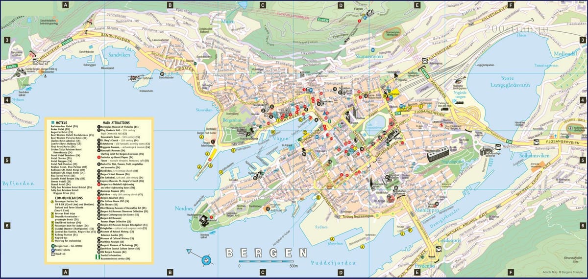 street map i bergen, Norge