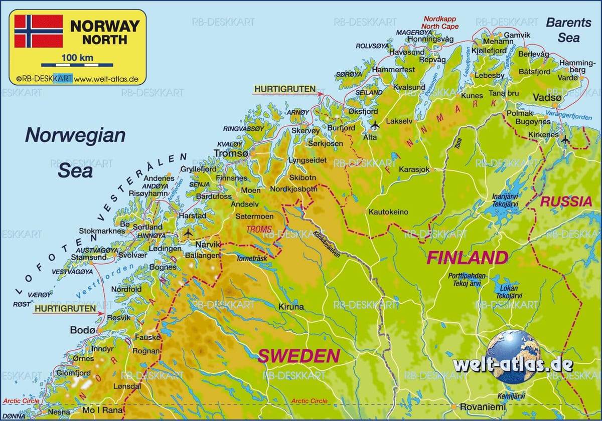Kort over kirkenes i Norge