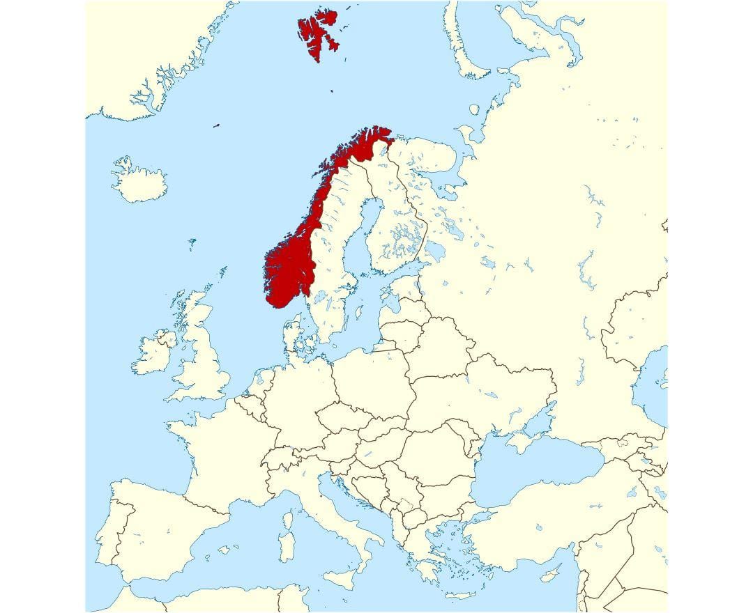 Norge placering på kort
