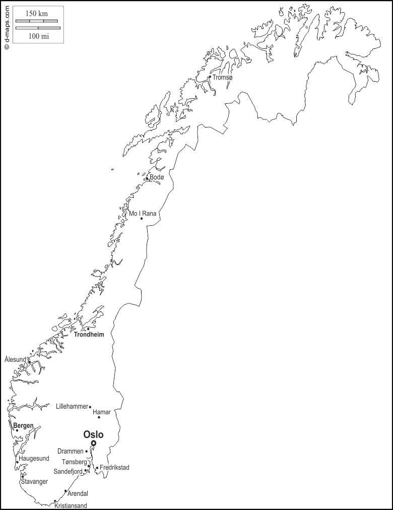 blanke kort over Norge