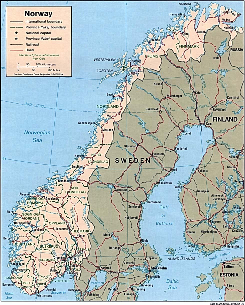 Kort over Norge bredde