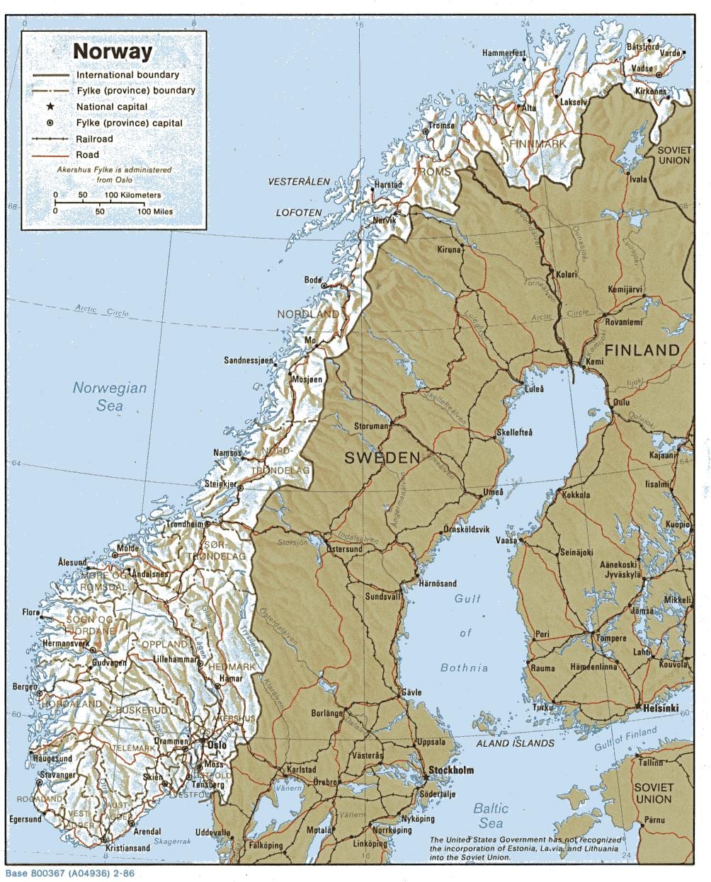 geografisk kort over Norge
