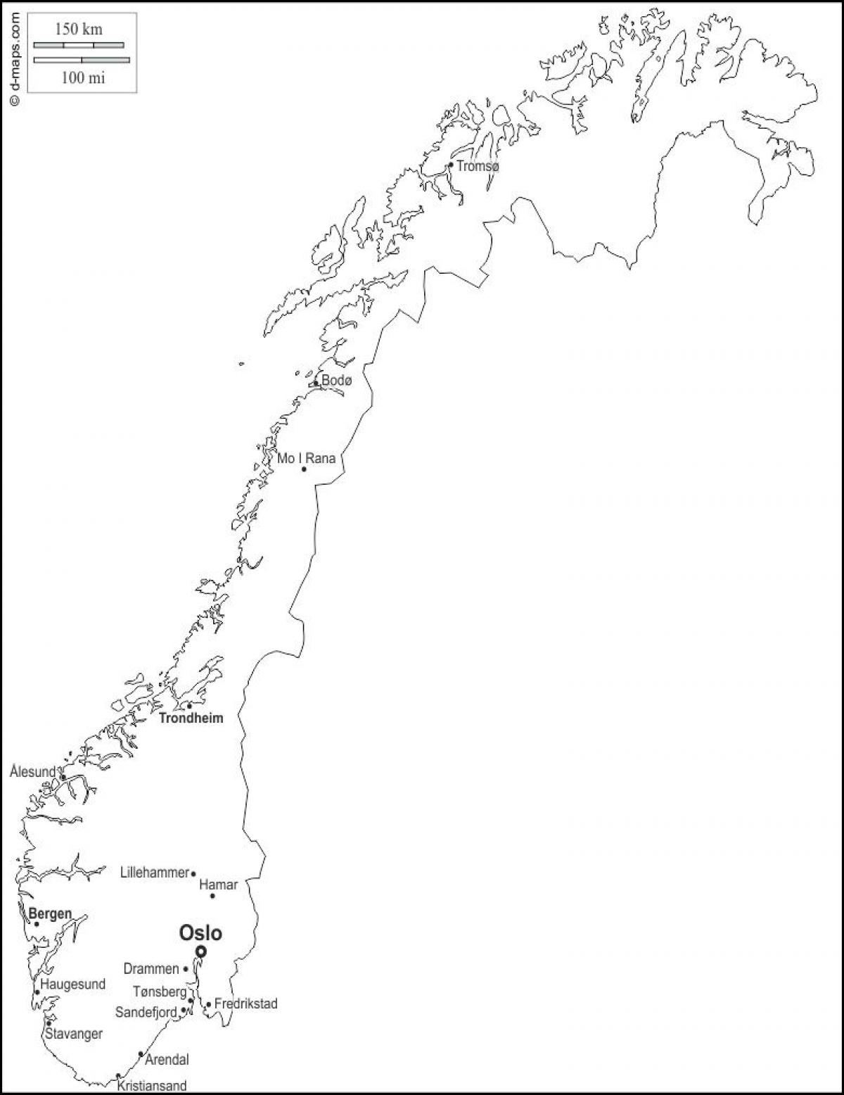 Kort over Norge oversigt