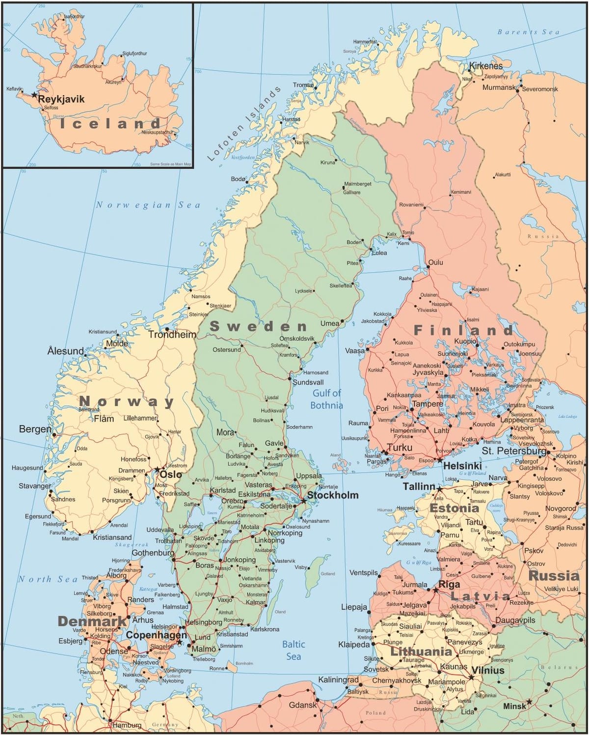 Kort over Norge land