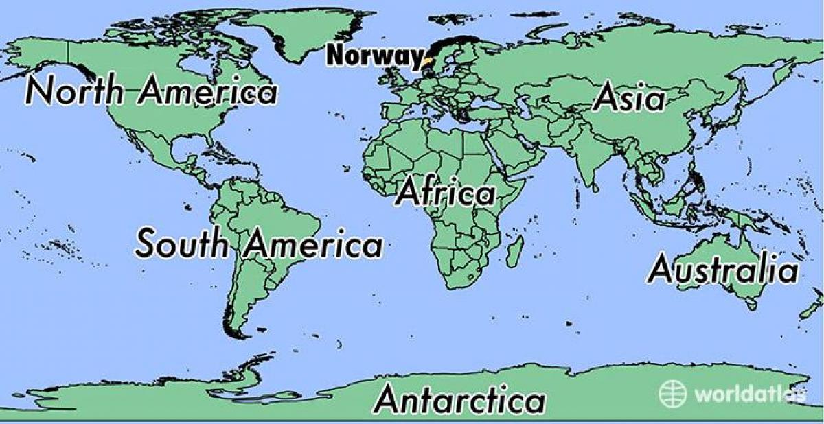 Kort over Norge placering på verden 