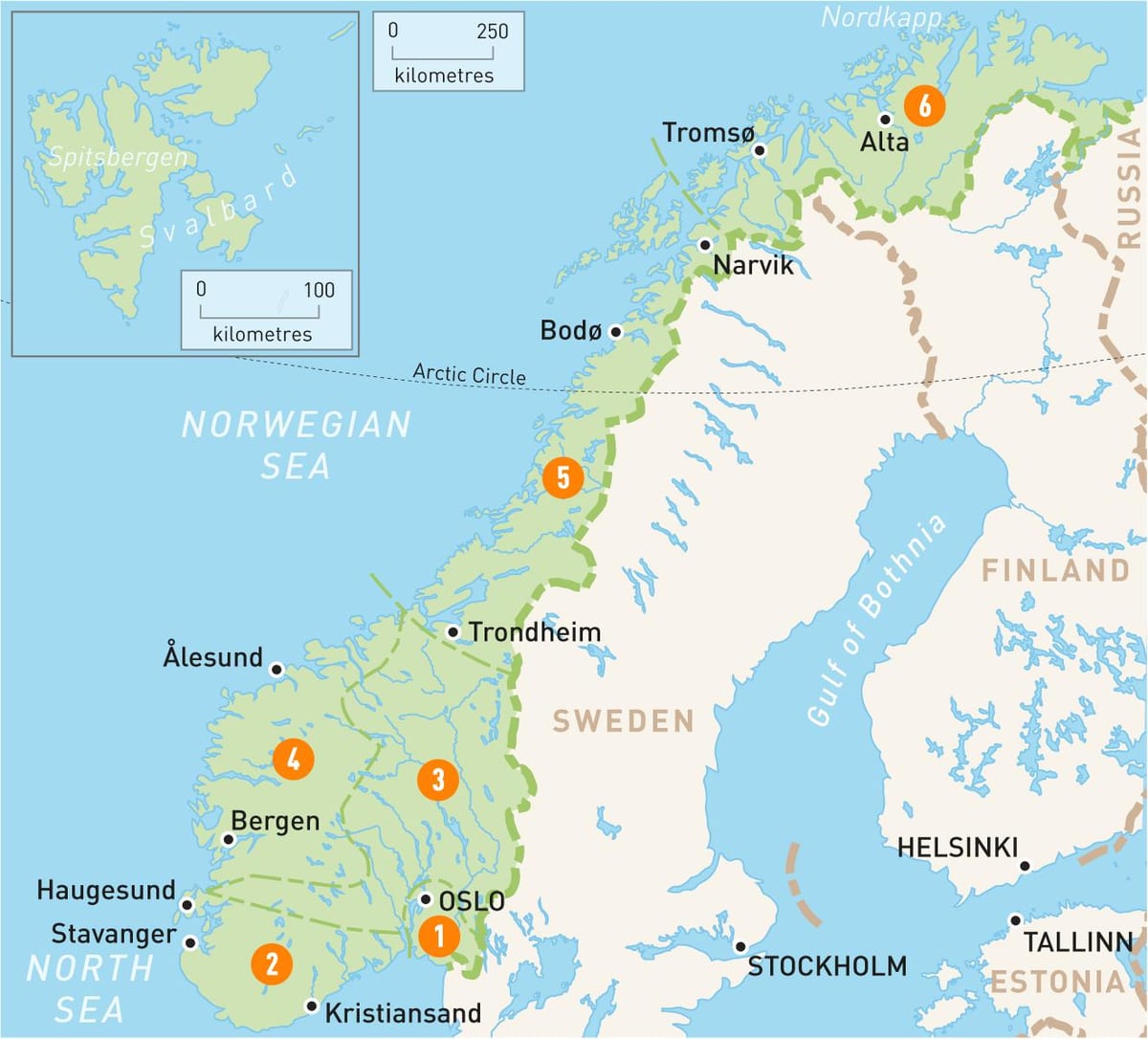 Kort over Norge regioner