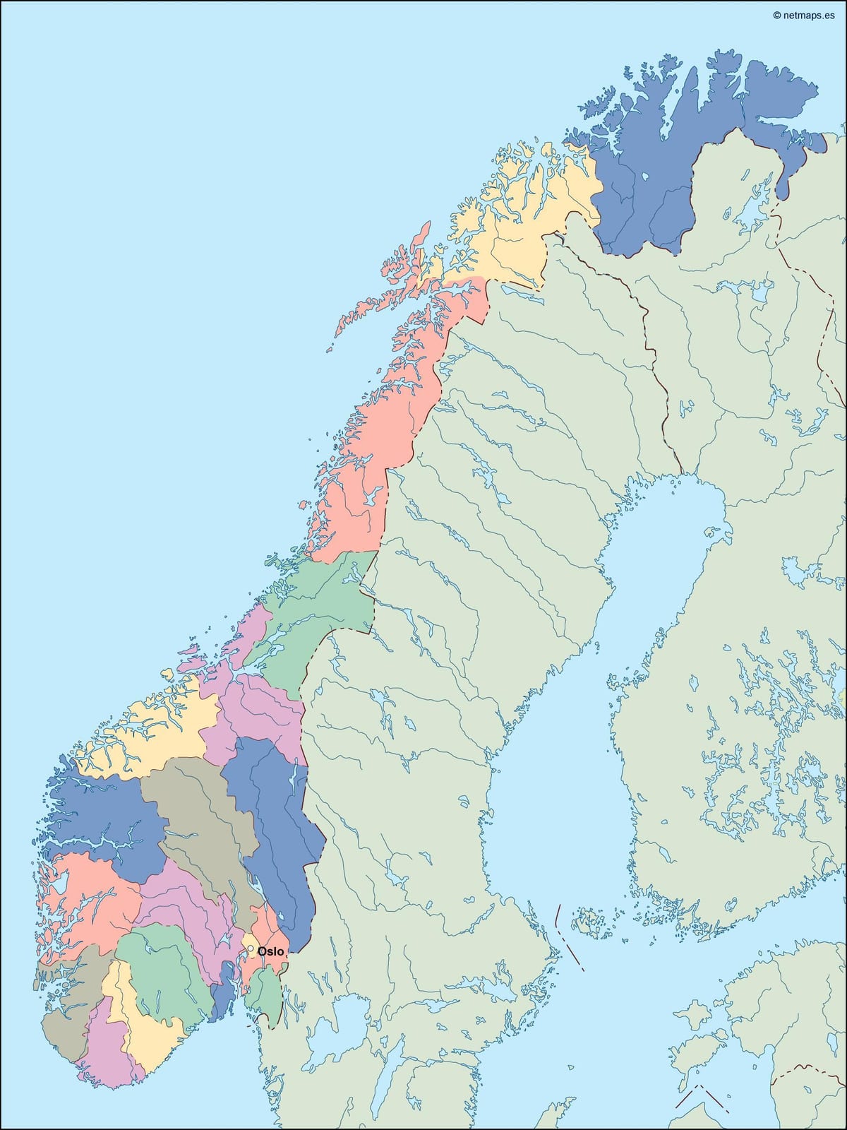 Kort over Norge vektor