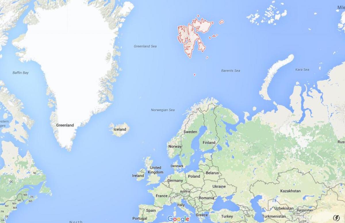 spitsbergen, Norge kort