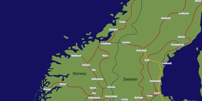Kort over Norge tog ruter