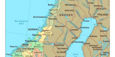 Kort over Norge med byer