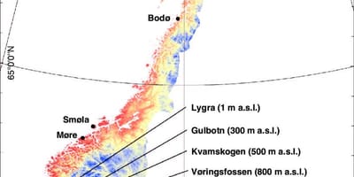 Norge temperatur kort