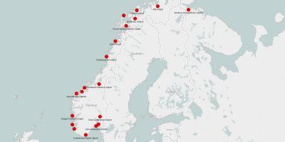 Kort over Norge lufthavne