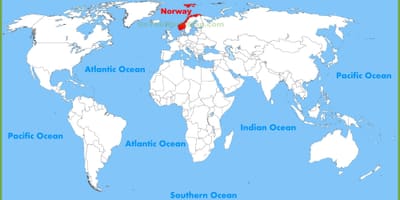 Verden kort, der viser, Norge