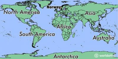 Kort over Norge placering på verden 