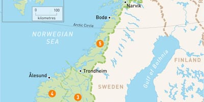 Kort over Norge regioner