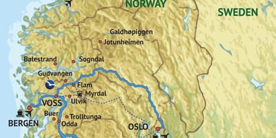 Kort i syd-vest Norge